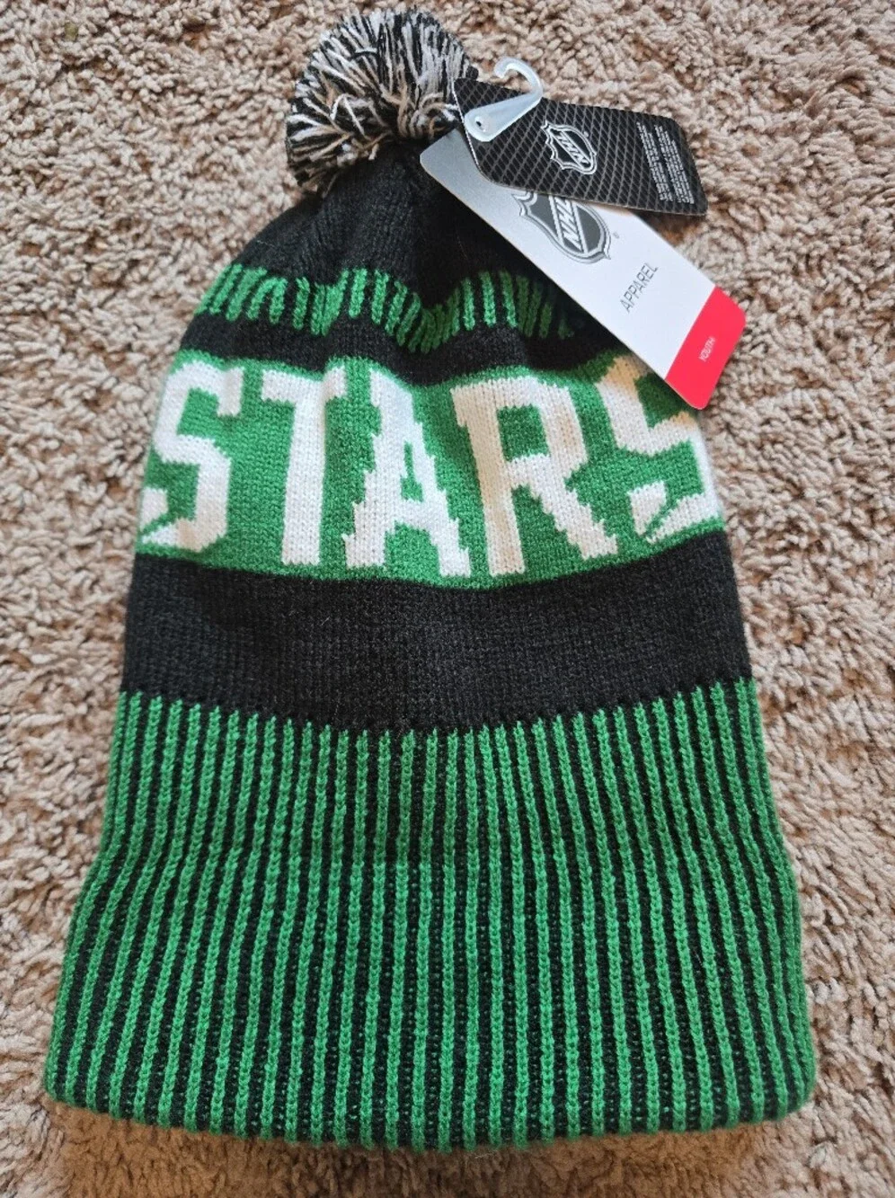 NWT NHL Dallas Stars Youth Boys Cuffed Knit Beanie Hat Pom 9K5R0FD3P-STA
